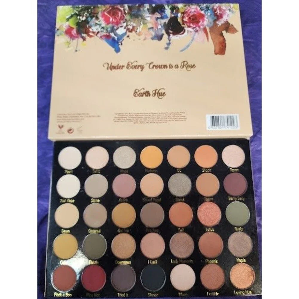 Pinky Rose Cosmetics Earth Hue Eyeshadow Palette 35 Pressed Powder Pan Shades